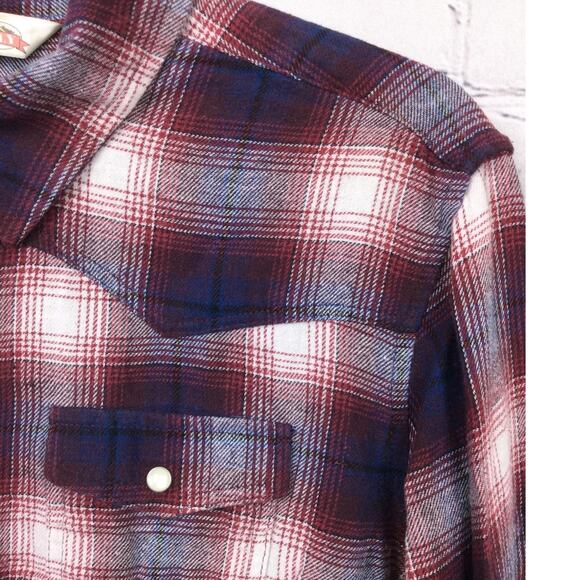 Cumberland Outfitters by Ely Western Cowboy Pearl Snap Plaid Cotton Flannel XL - Picture 3 of 13